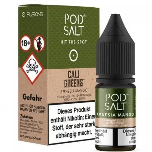 Amnesia Mango Nic Salt E-liquid by Pod Salt & Cali Greens