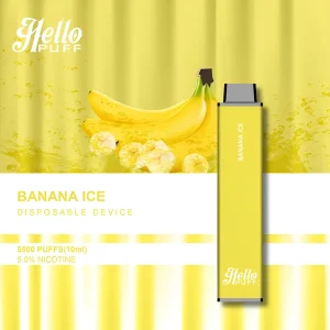 Bulk Wholesale Hello Puff 5500 Puffs Disposable Vape Device 10pcs/Pack- Banana Ice