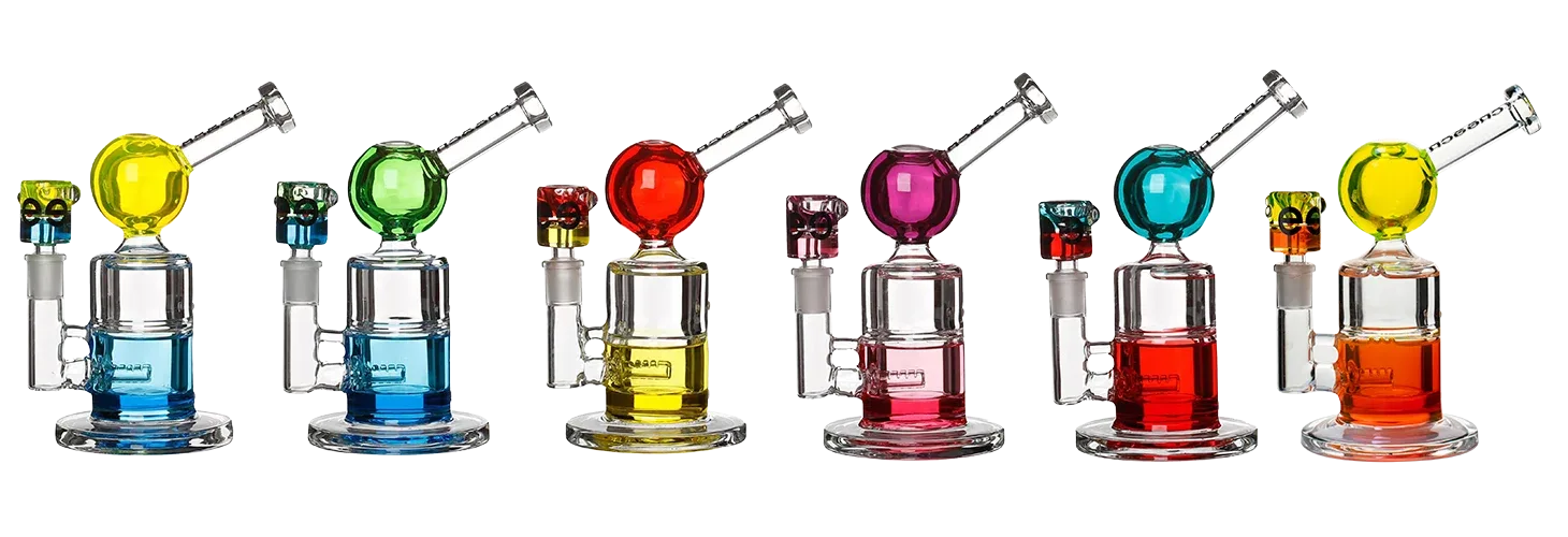 Cheech Glass 8" Triple Glycerin Bong W/ Double Coloured Bowl