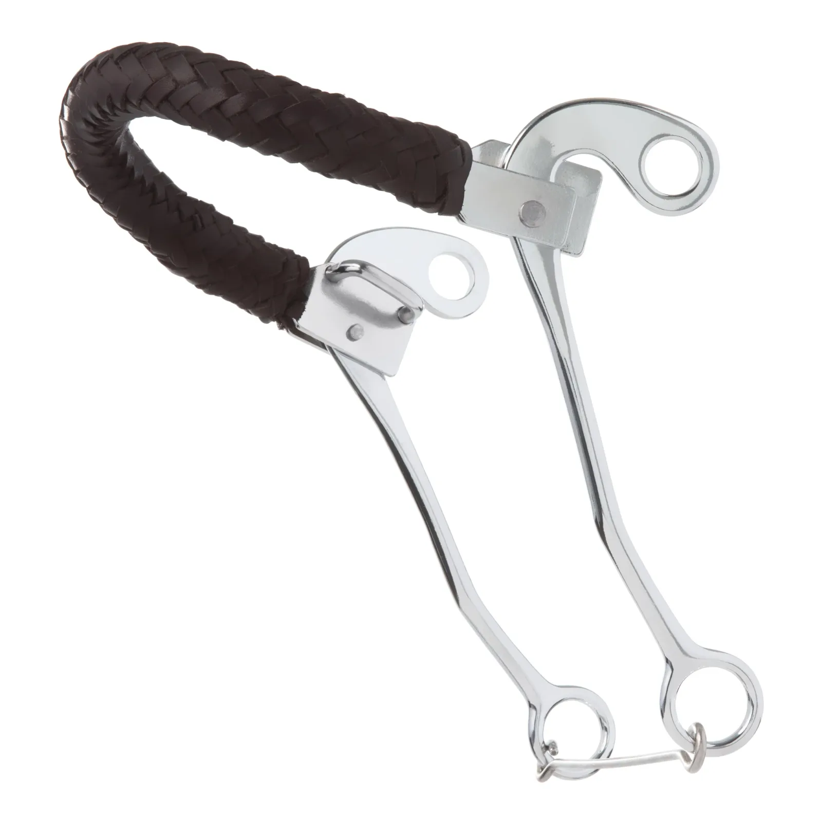 Hackamore Bit with Braided Leather Noseband, Chrome, 9" Cheeks