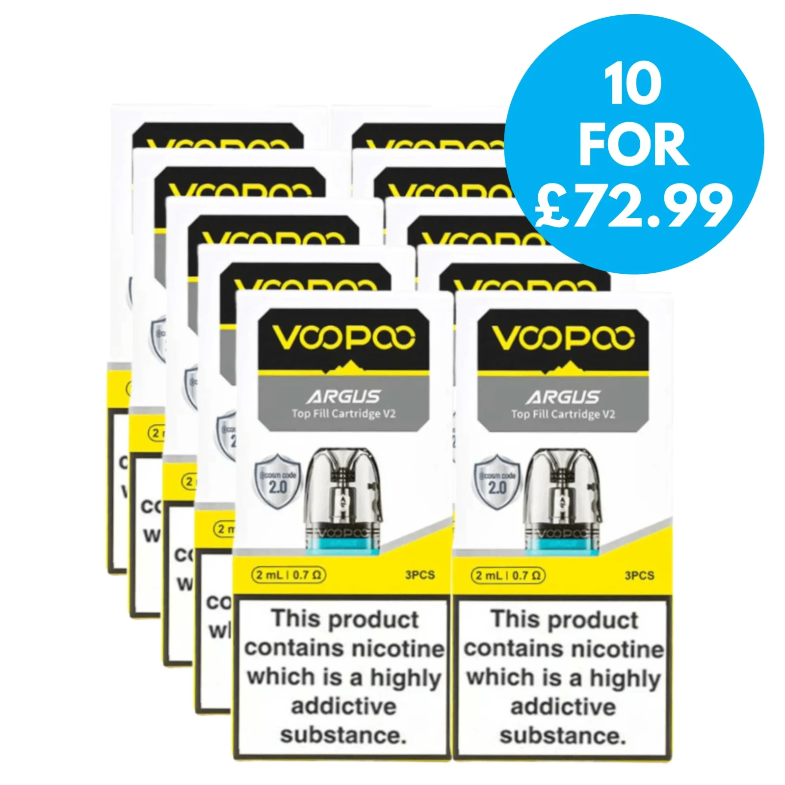 Box of 10 – Voopoo Argus V2 Replacement Pods 2ml