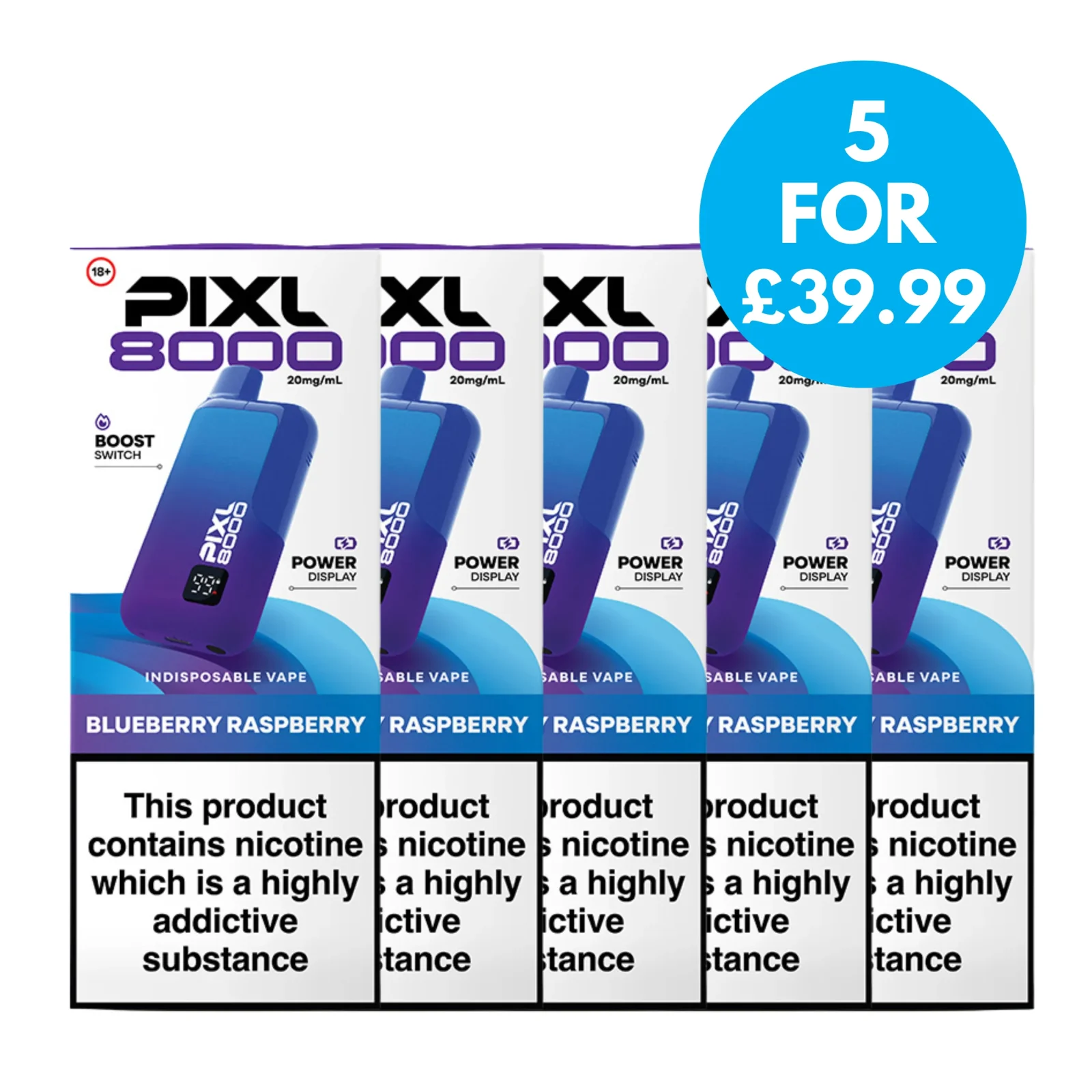 Box Of 5 – 20mg (2%) PIXL 8000 (8K Puffs) Multipack