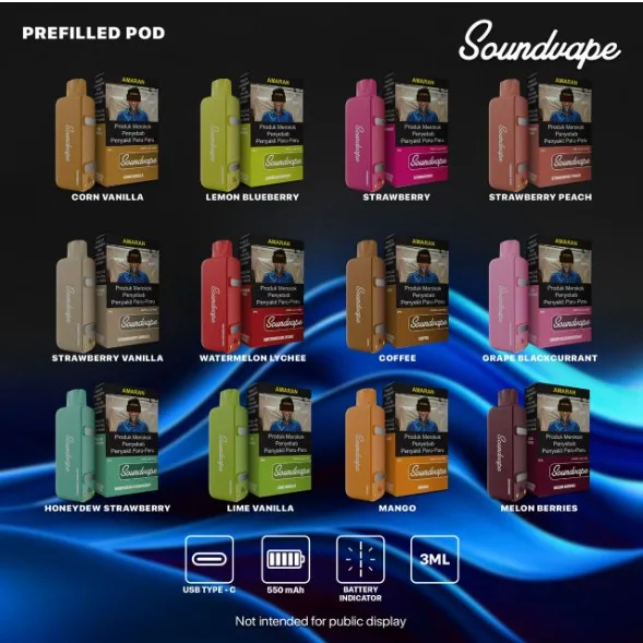 SOUNDVAPE PREFILLED POD 3000 PUFF BY BANGSAWAN Compatible with Syokbar K3000 & Fuselab F3000