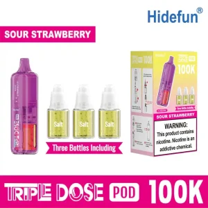 Sour Strawberry - Hide Fun Triple Dose 100K Disposable Vape Pod