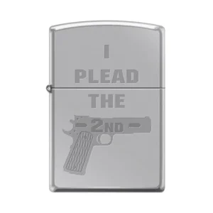 Zippo Lighter - I Plead The 2nd High Polish Chrome