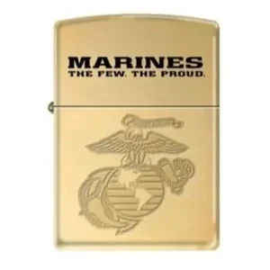 Zippo Lighter - Marines The Few. The Proud. High Polish Sold Brass