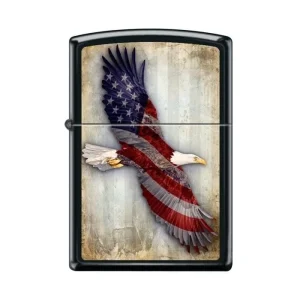 Zippo Lighter - USA Soaring Eagle Black Matte